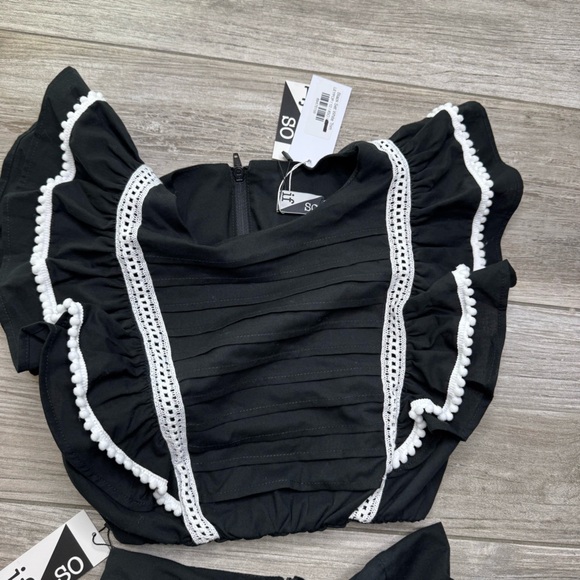 IF SO Black White Trim Two Piece Dress Size 10/12 - Picture 4 of 13